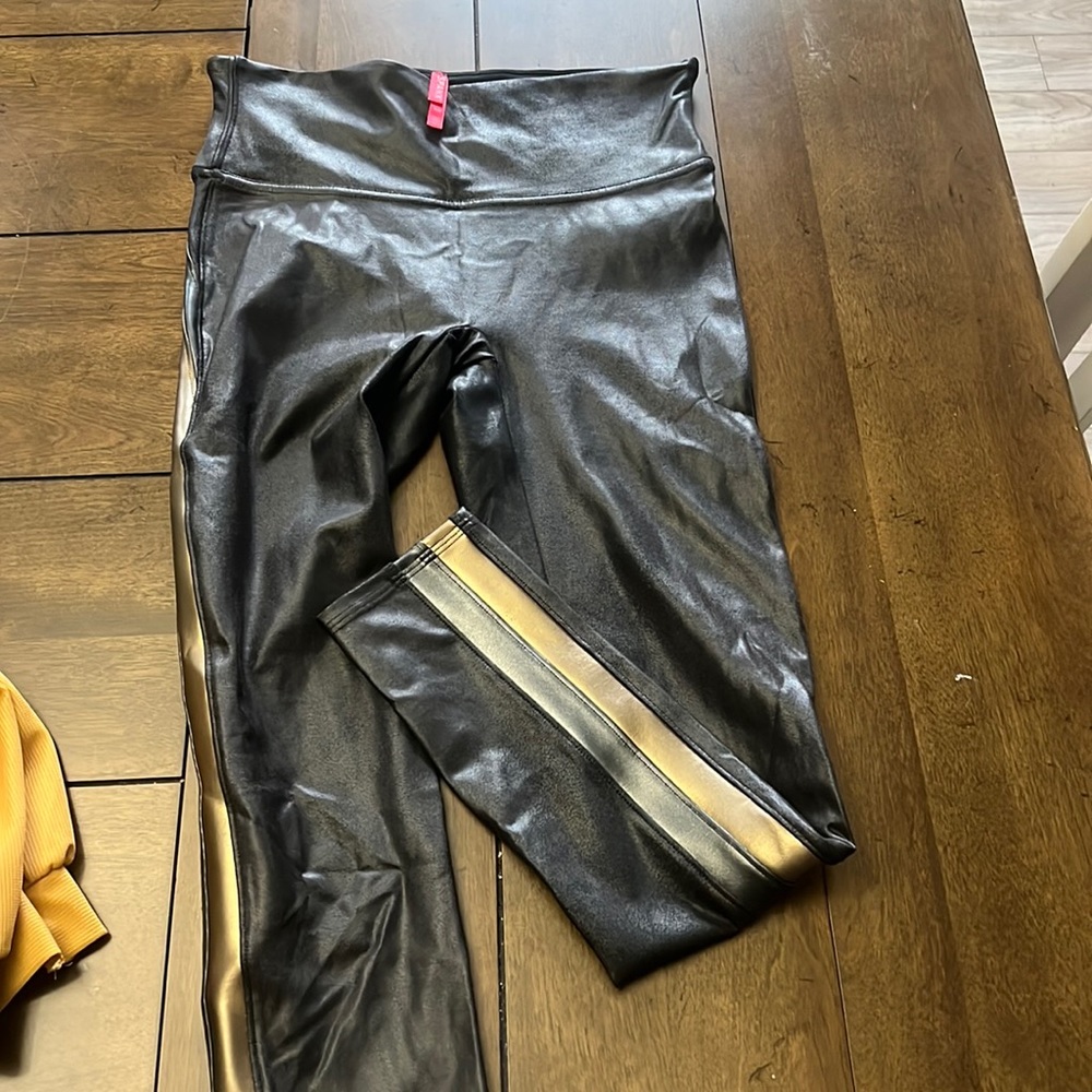 Spanx leggings size small metallic faux leather look